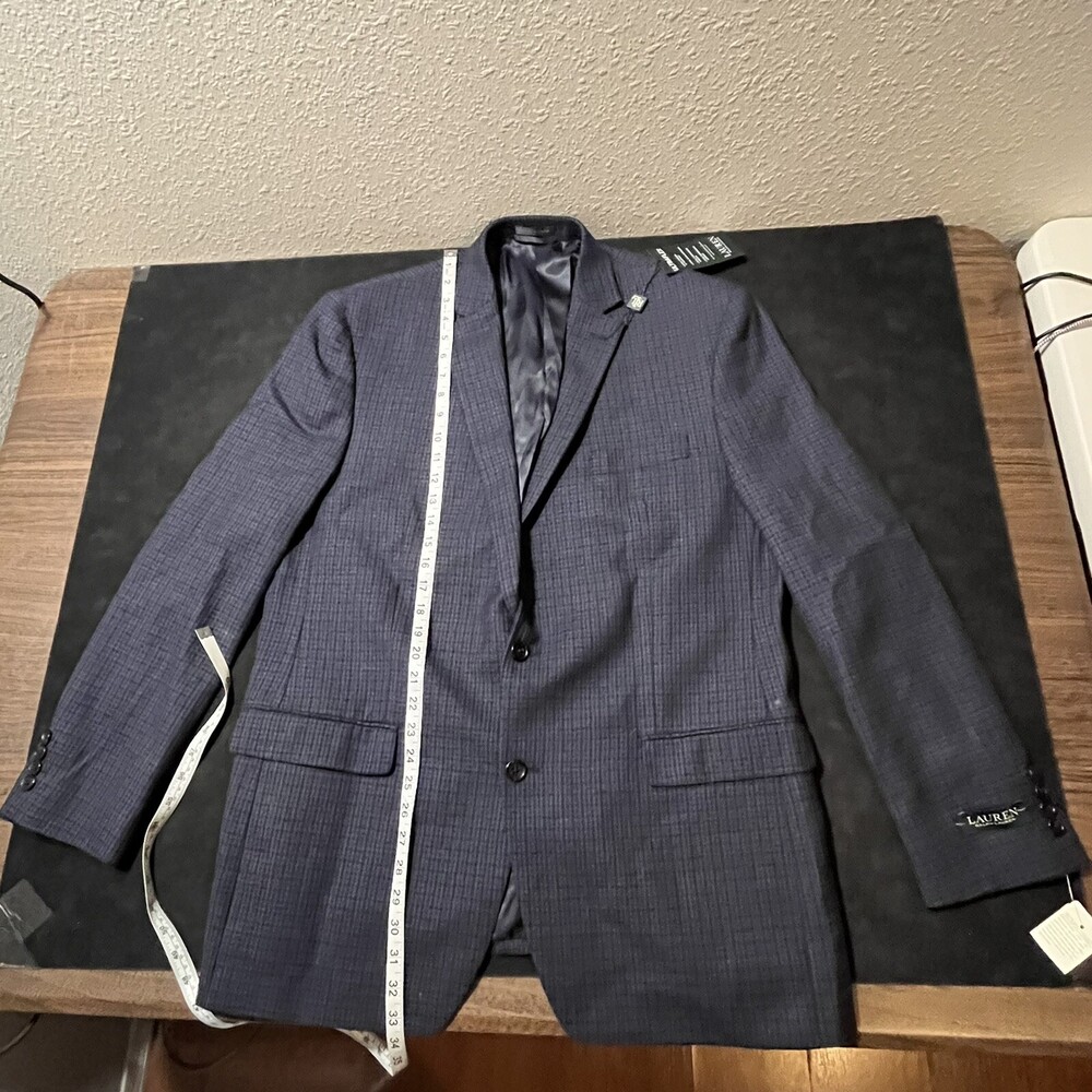 Ralph Lauren Blazer Jacket Mens Wool 2 Button Business Windowpane New Vintage - Picture 7 of 12